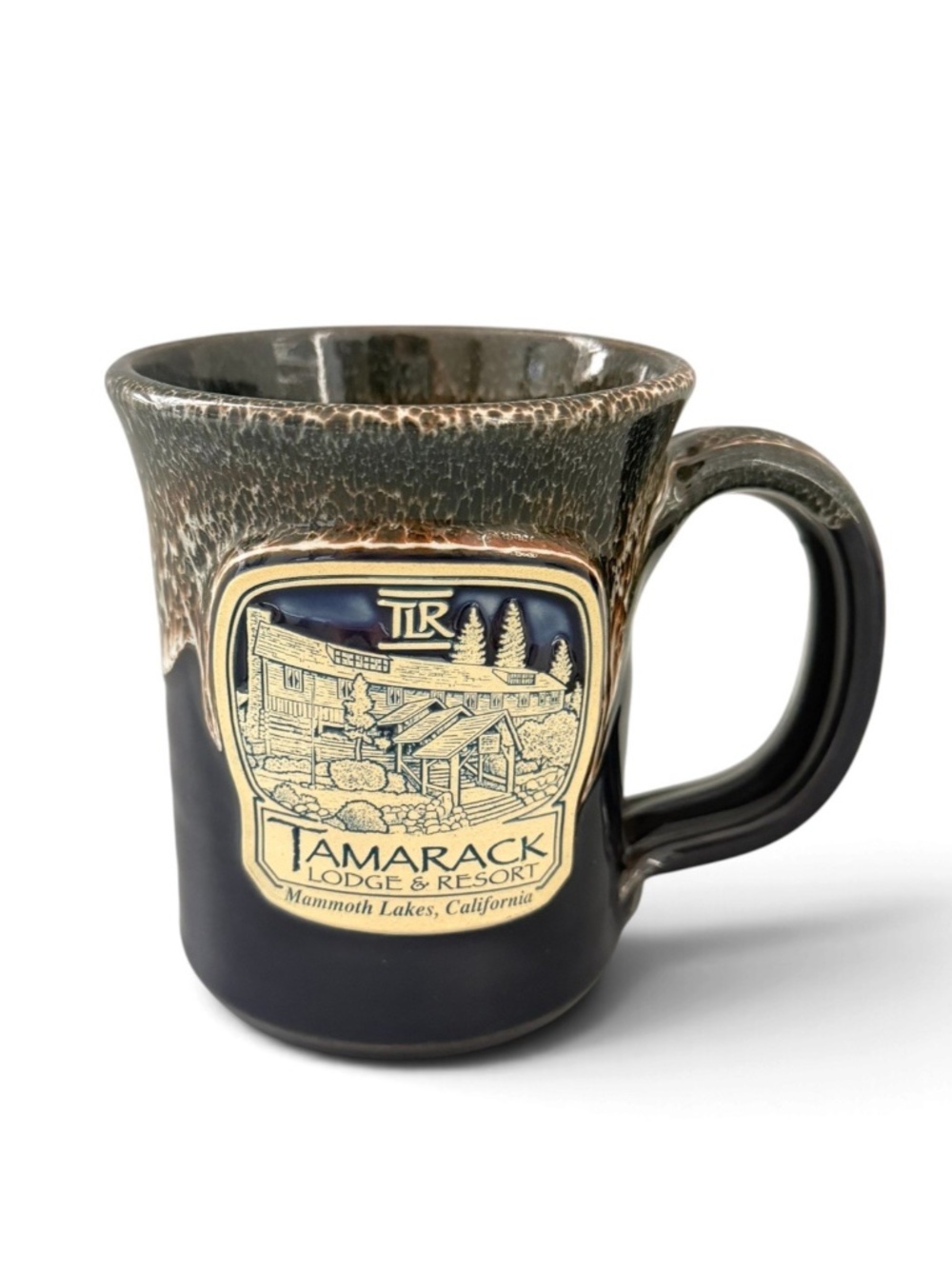 Deneen Pottery Blue Drip Glaze Mug Tamarack Lodge Resort Mammoth Lakes CA 2013